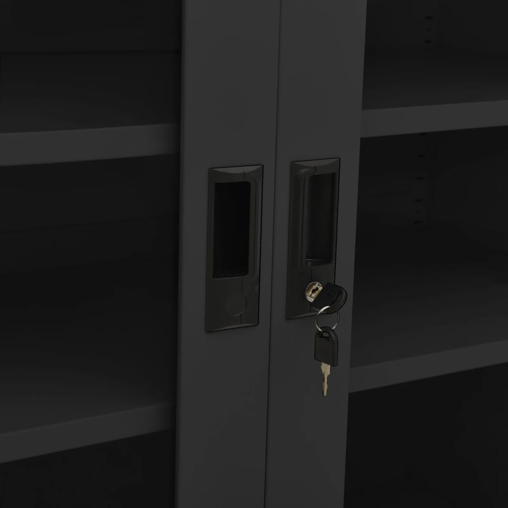 Kontorskab med plantekasse 90x40x113 cm stål antracitgrå - number 8.