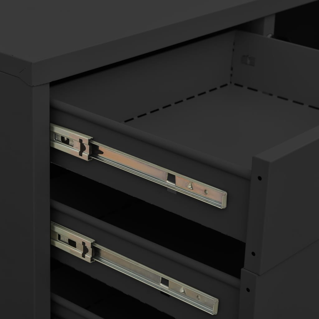 Kontorskab med plantekasse 90x40x125 cm stål antracitgrå - number 8.