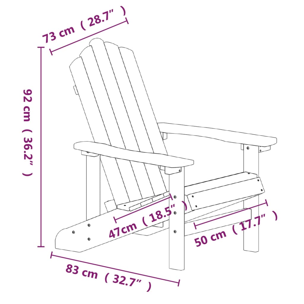 Adirondack-stol med bord hdpe - hvid, 1, lænestol + bord - number 7.