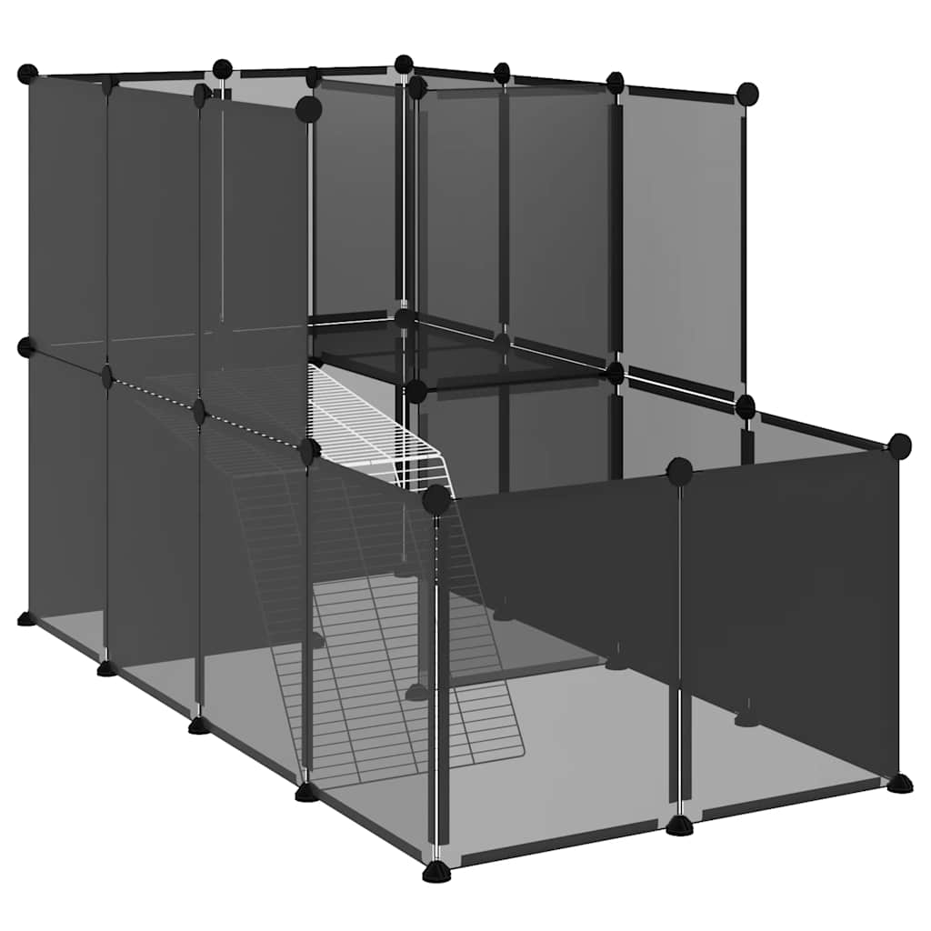 Cage pour petits animaux 142x74x93 cm pp et acier - noir - number 2.