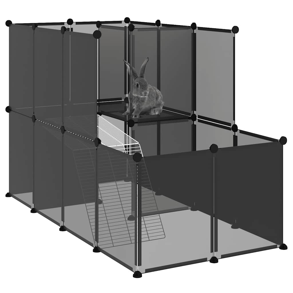 Cage pour petits animaux 142x74x93 cm pp et acier - noir - number 6.