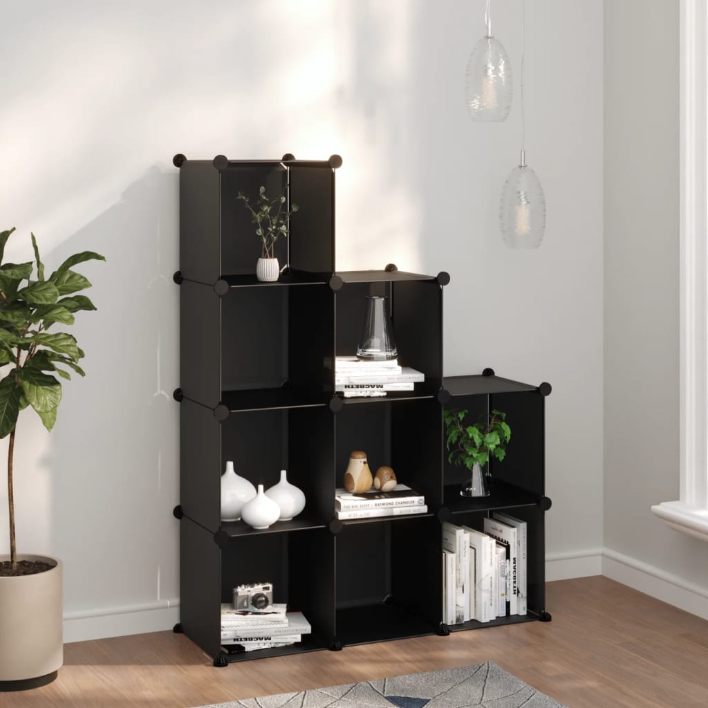 Cube-shaped storage boxes 9 pcs. pp - black, 94.5 x 32 x 124 cm, 1 - number 1.