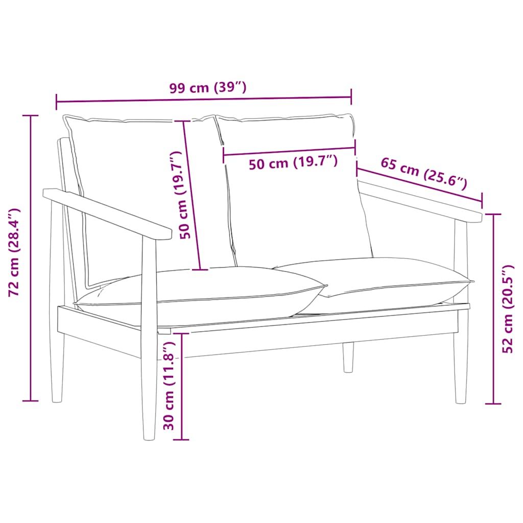 2-personers sofa ægte læder og massivt akacietræ sort - number 9.