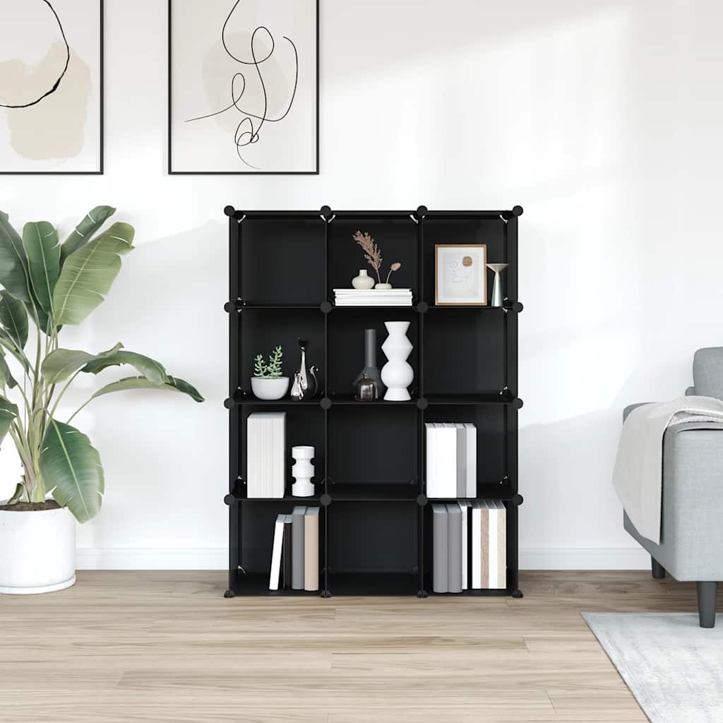 Kockaste kutije za pohranu 12 kom. str - crna, 94,5 x 31,5 x 123 cm, 1 - number 3.