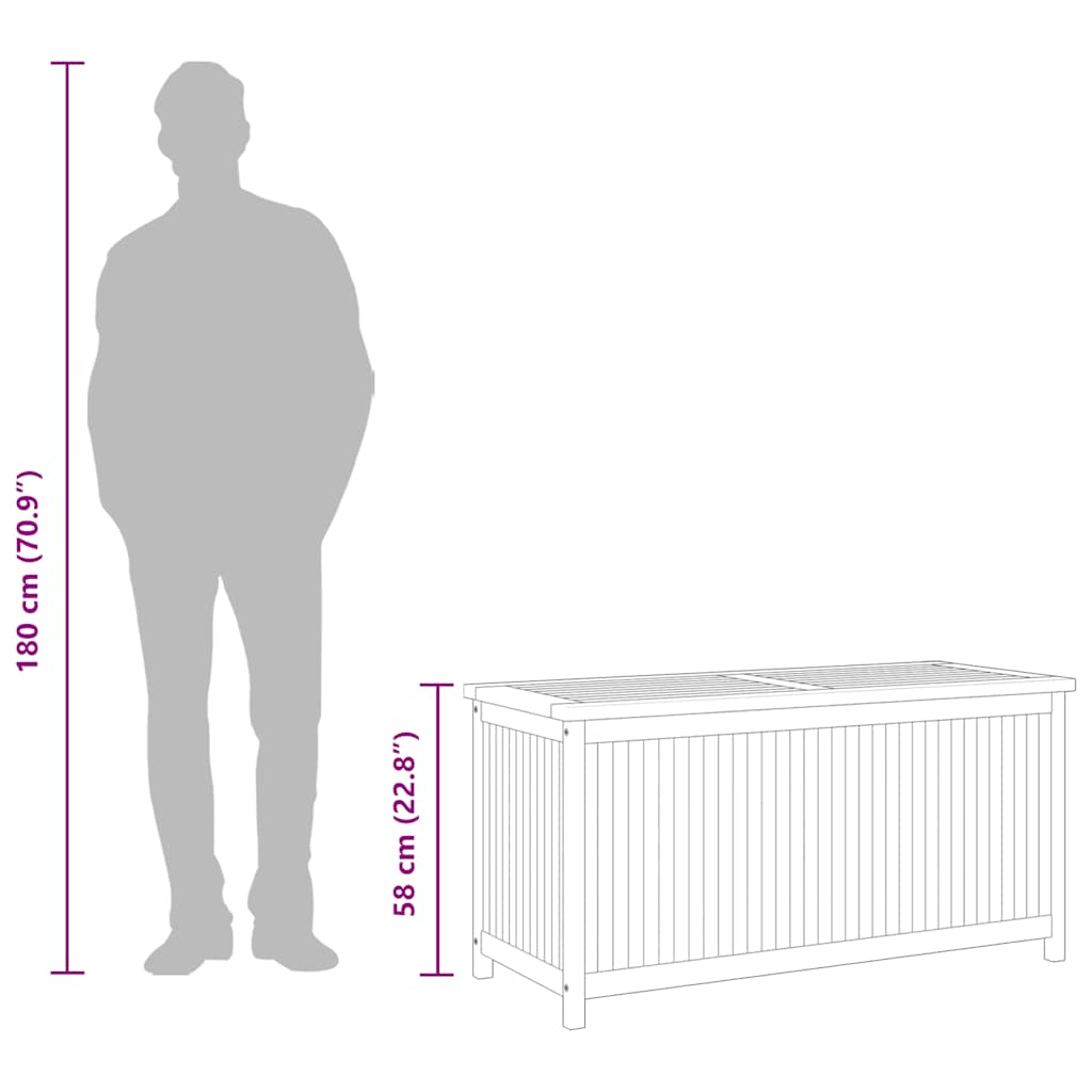 Opbevaringsboks til haven 114x50x58 cm massivt teaktræ - number 10.