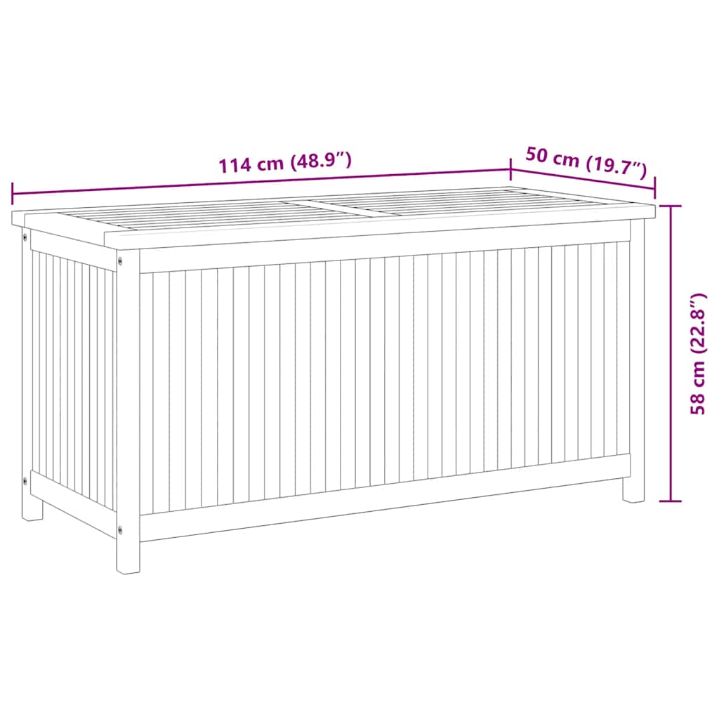 Opbevaringsboks til haven 114x50x58 cm massivt teaktræ - number 9.
