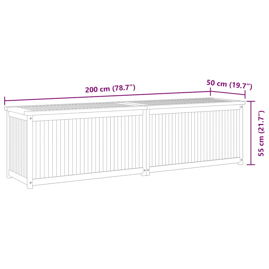 Hyndeboks 200x50x55 cm massivt teaktræ - number 9.
