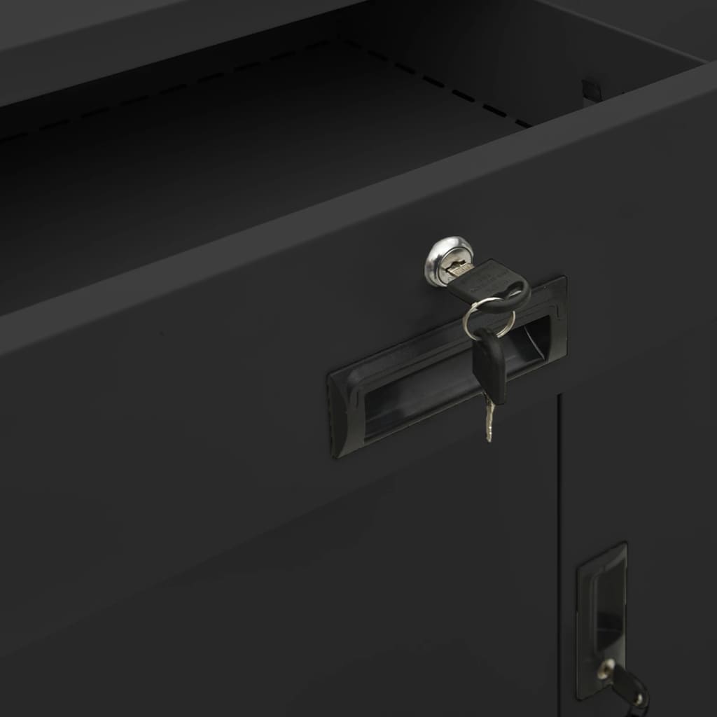 Kontorskab med plantekasse 90x40x125 cm stål antracitgrå - number 8.