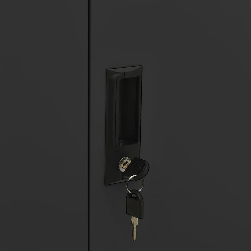 Kontorskab med plantekasse 90x40x125 cm stål antracitgrå - number 7.