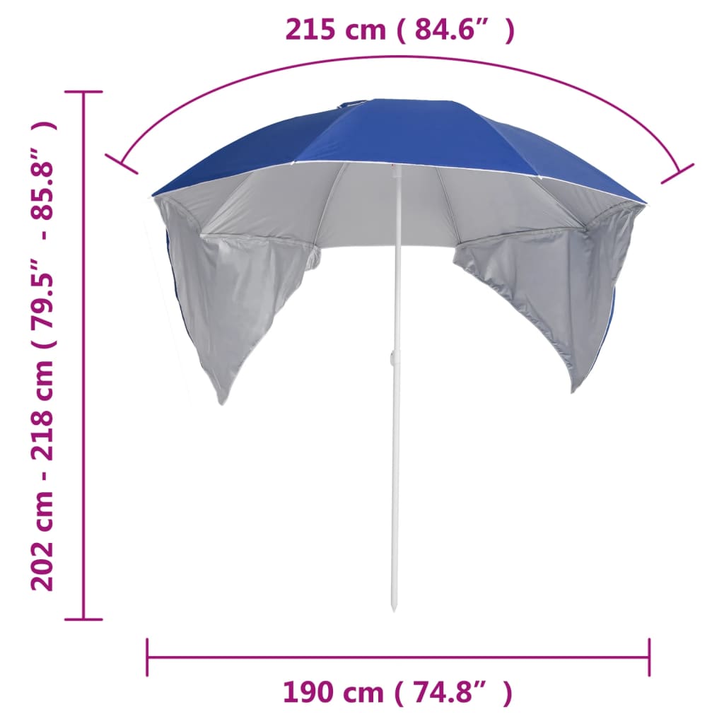 Strandparasol med sidevægge 215 cm - blå, 1 - number 9.