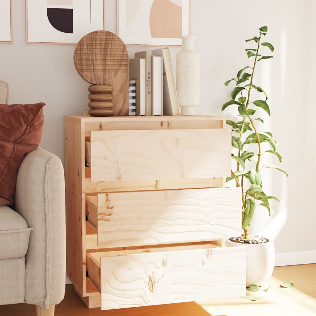 Skænk 60x34x75 cm massivt fyrretræ - naturfarvet, 1 - number 3.