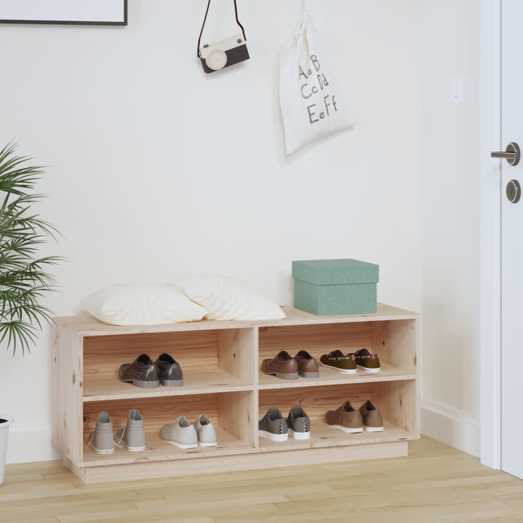 Shoe rack 110x34x45 cm solid pine - natural colour, 1 - number 3.