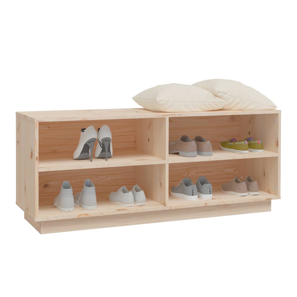 Shoe rack 110x34x45 cm solid pine - natural colour, 1 - number 4.