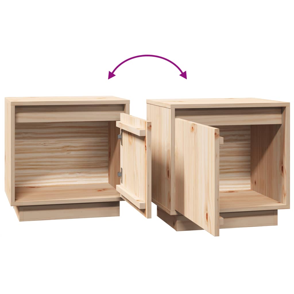 Sengeborde stk. 40x30x40 cm massivt fyrretræ - brun, 2 - number 7.
