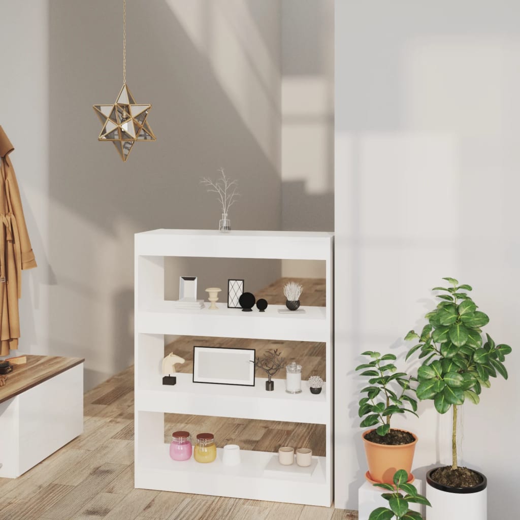 Bogreol/rumdeler 80x30x103 cm konstrueret træ hvid - number 1.