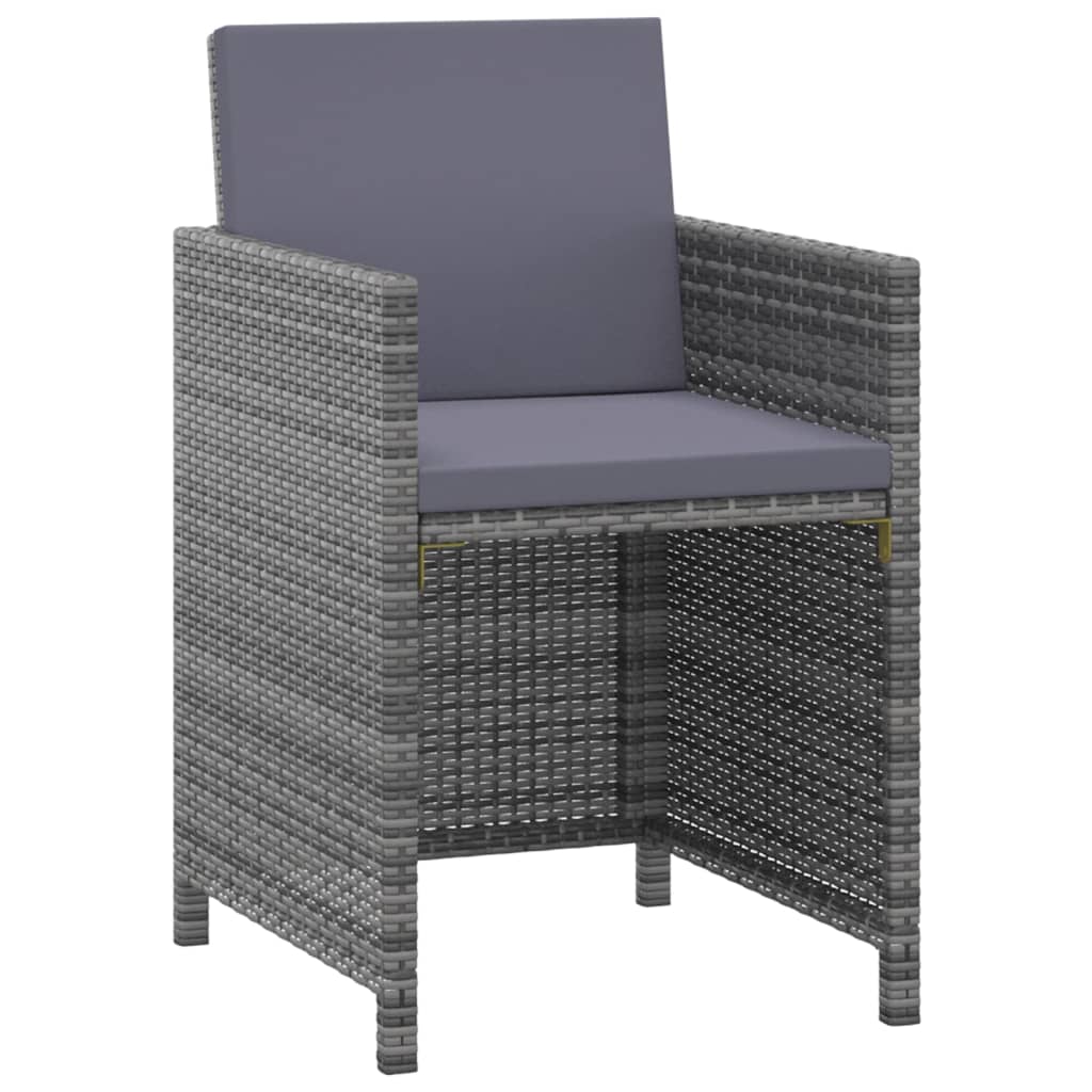 Zestaw stołowy do ogrodu 3 częściowy z poduszkami polirattan szary - number 3.