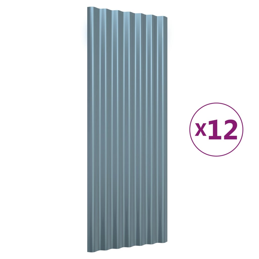 Tagplader 12 stk. 100x36 cm pulverlakeret stål grå - number 2.