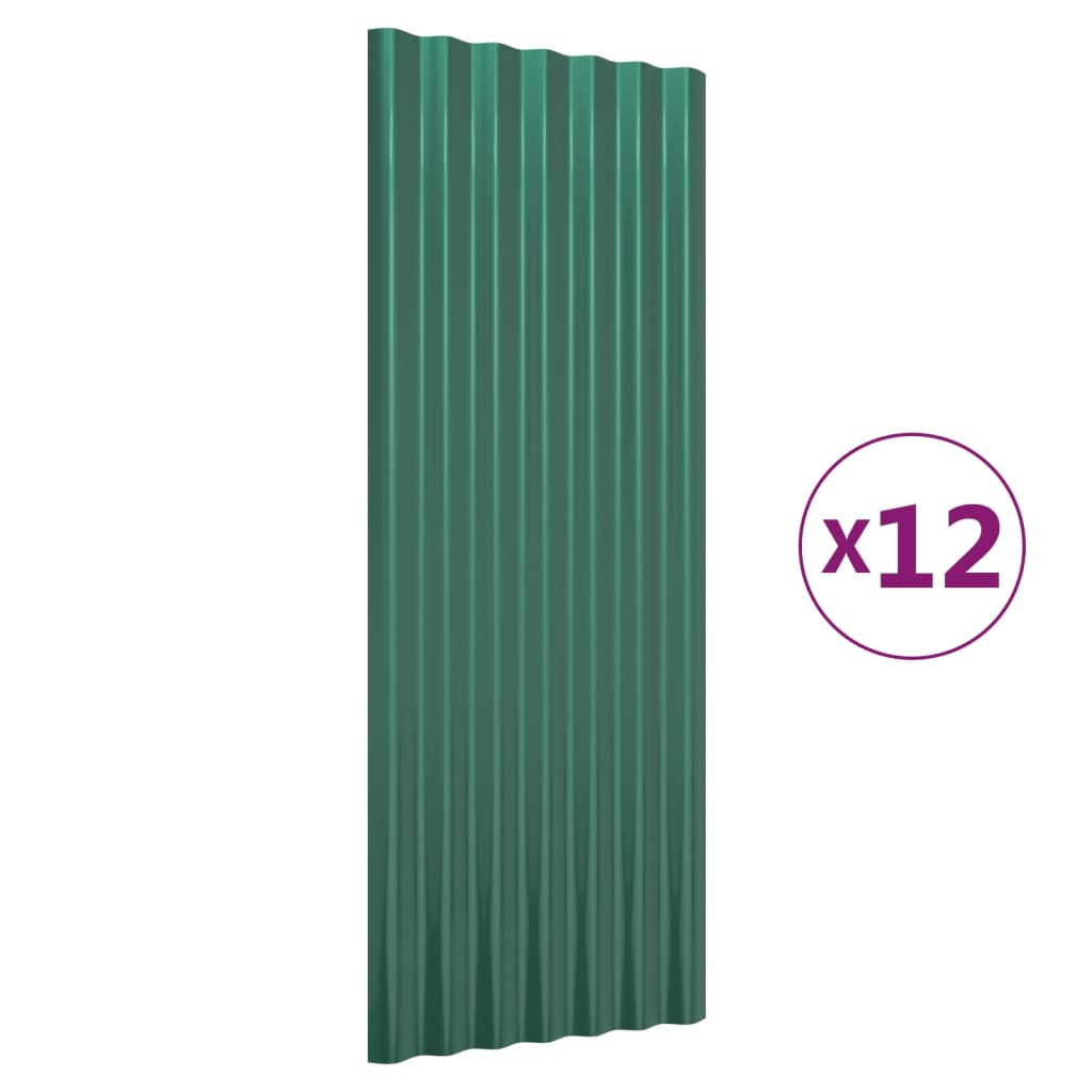 Tagplader 12 stk. 100x36 cm pulverlakeret stål grøn - number 2.