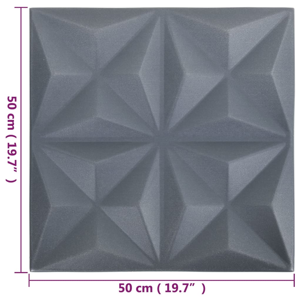 3d-vægpaneler stk. 50x50 cm 6 m² - origamigrå, 24 - number 6.