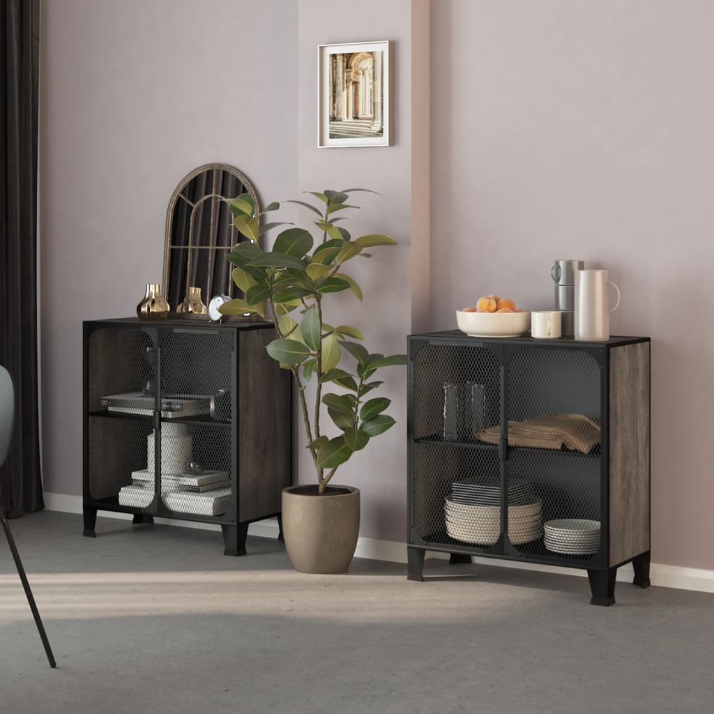 Opbevaringsskabe 2 stk. 72x36x82 cm metal og mdf grå - number 1.