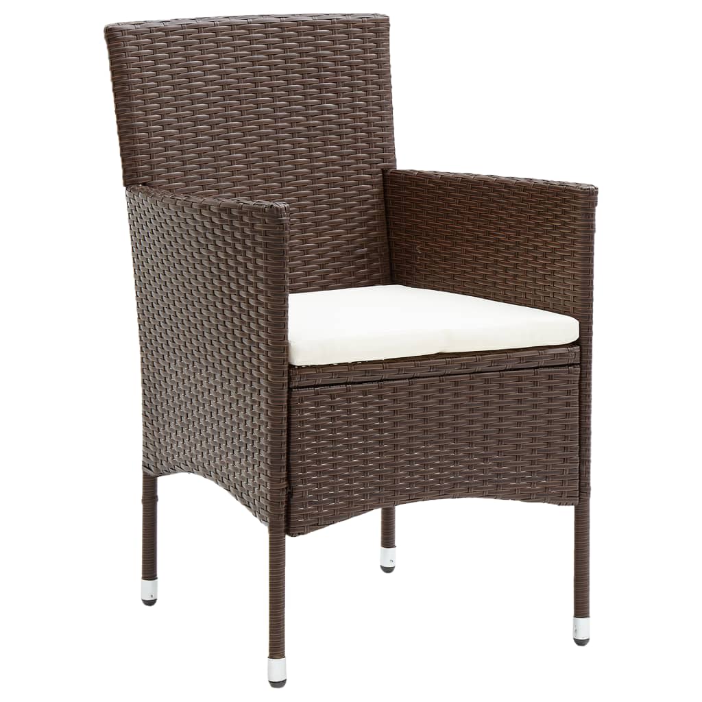 Bistro set za vrt 3 dijelova polyrattan i očvrsnuto staklo - smeđa, ø 80 cm stol, 2 - number 3.