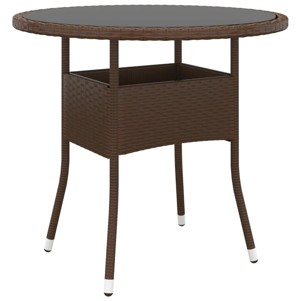 Bistro set za vrt 3 dijelova polyrattan i očvrsnuto staklo - smeđa, ø 80 cm stol, 2 - number 5.