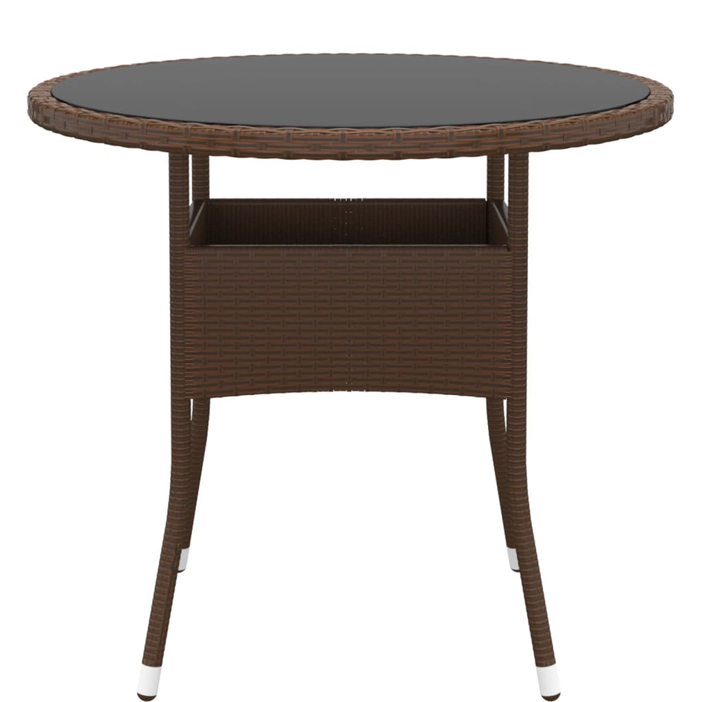 Bistro set za vrt 3 dijelova polyrattan i očvrsnuto staklo - smeđa, ø 80 cm stol, 2 - number 6.