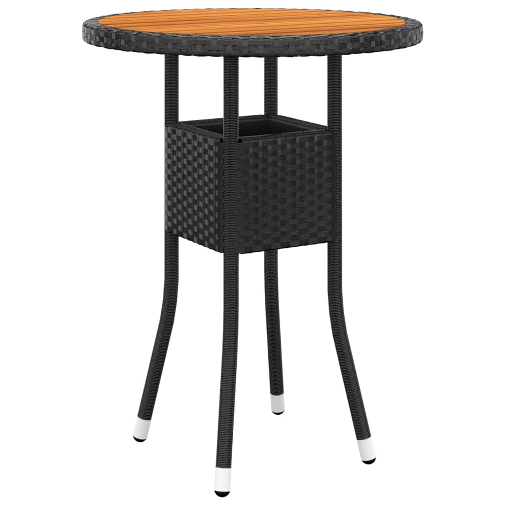 Bistro setter seg til hage 3 deler polyrattan og solid tre svart - number 5.