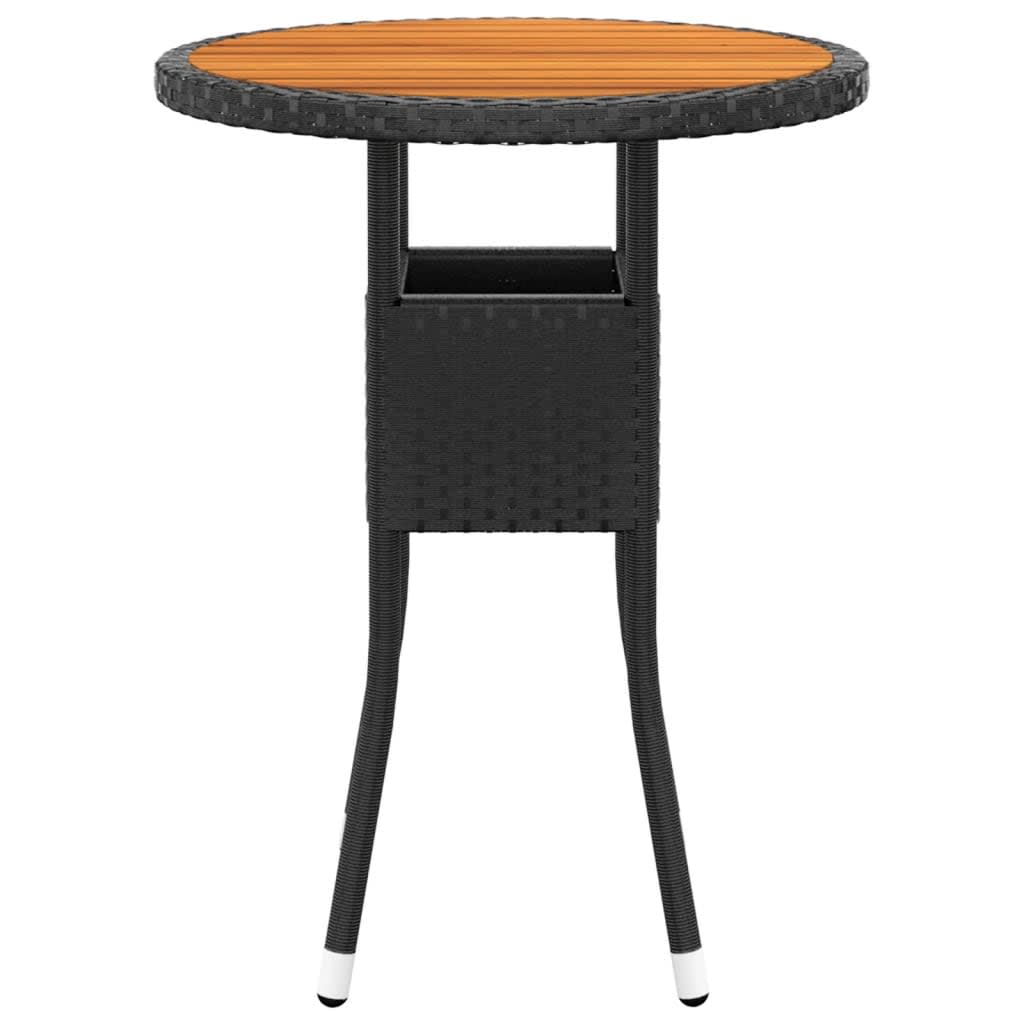Bistro setter seg til hage 3 deler polyrattan og solid tre svart - number 6.