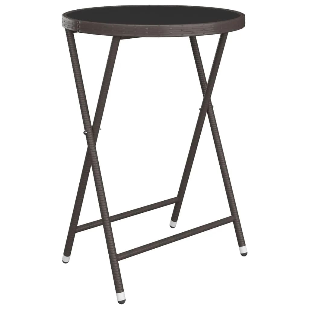 Bistro sett for hage 3 deler polyrattan og herdet glassbrunt - number 6.