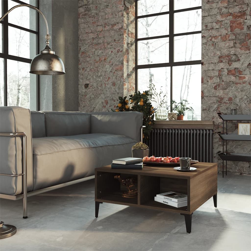 Sofabord 60x60x30 cm konstrueret træ brun egetræ - brun eg, 1 - number 1.