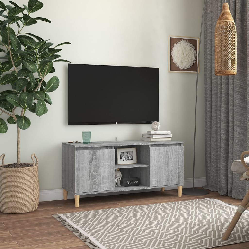 Stolik pod tv z nogami z litego drewna 103,5x35x50 cm - number 1.