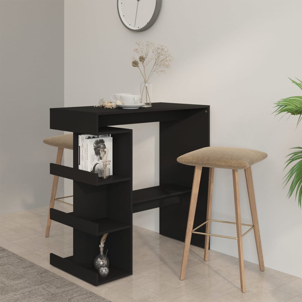 Barbord m. stativ 100x50x101,5 cm konstrueret træ - sort, 1 - number 1.
