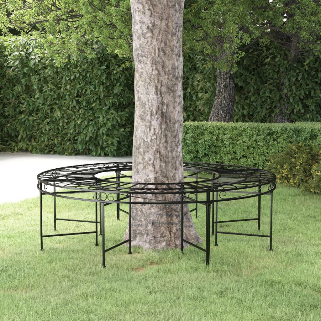 Bænk til træ ø160 cm rund stål sort - 160 x 160 x 45 cm (b x d x h) - number 1.