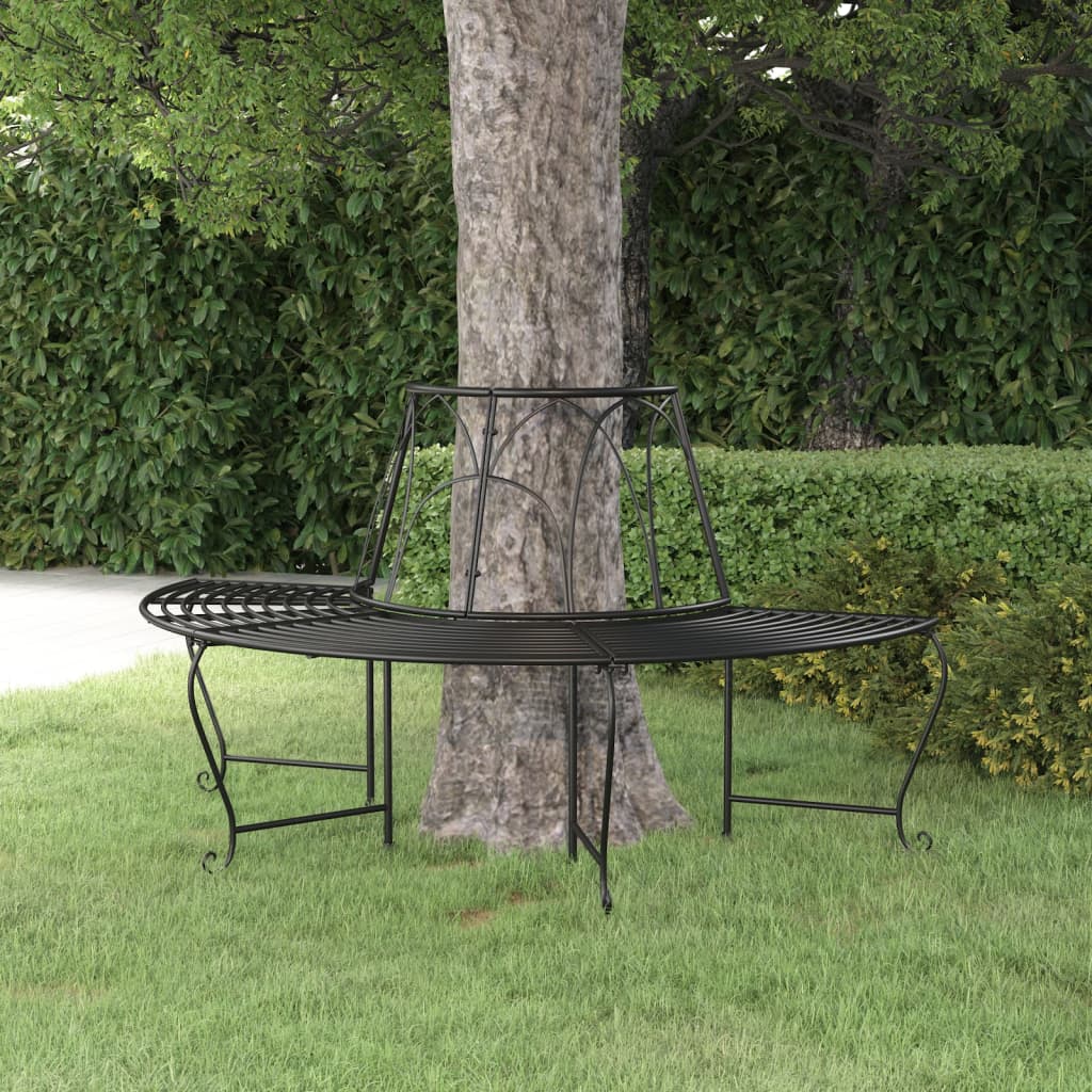Halvrund bænk til træ ø159 cm stål sort - number 1.
