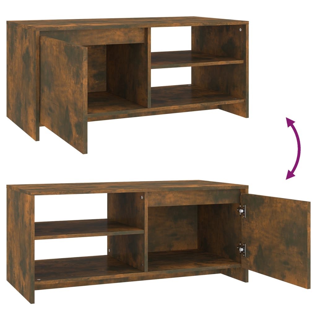 Stolik kawowy 102x50x45 cm drewno klejone kolor dąb wędzony - number 8.