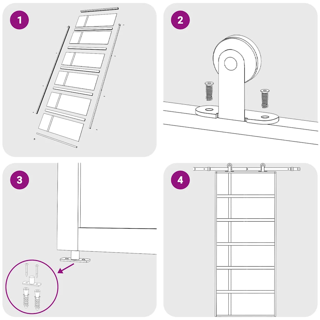 Skydedør hærdet glas og aluminium - sort, 90 x 205 cm, 1, matteret - number 6.