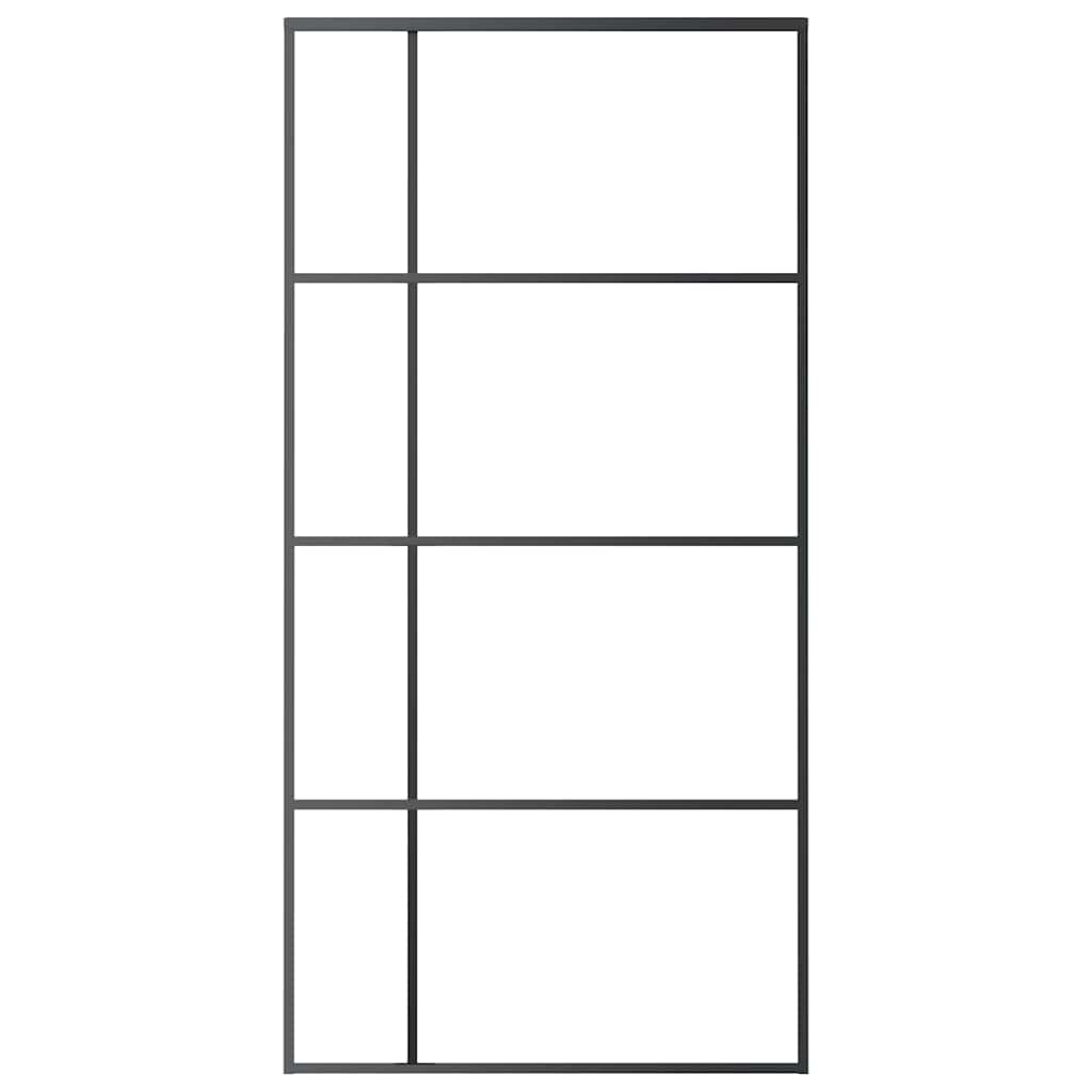 Skjutdörr 102,5x205 cm härdat glas och aluminium - svart, 102,5 x 205 cm, 1, matt - number 3.