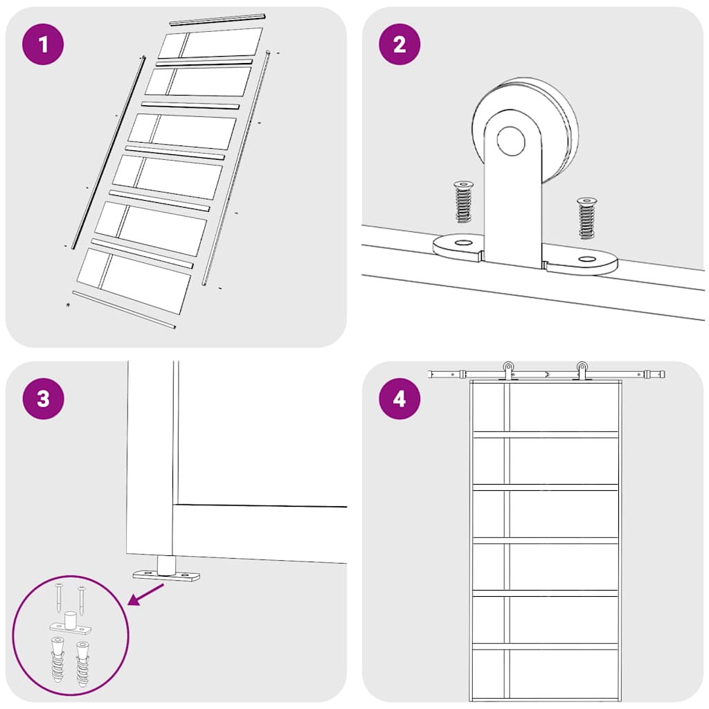 Skjutdörr 102,5x205 cm härdat glas och aluminium - svart, 102,5 x 205 cm, 1, matt - number 6.