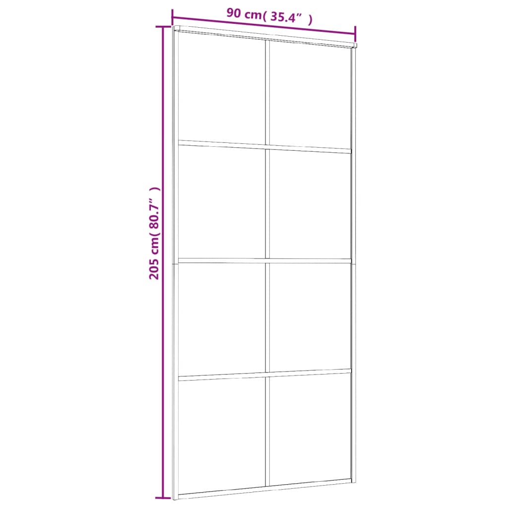 Skydedør sikkerhedsglas og aluminium - sort, 90 x 205 cm, 1, transparent - number 6.