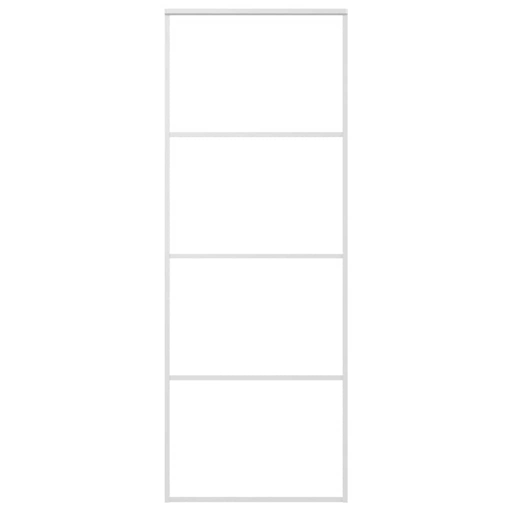 Skjutdörr 76x205 cm härdat glas och aluminium vit - number 2.