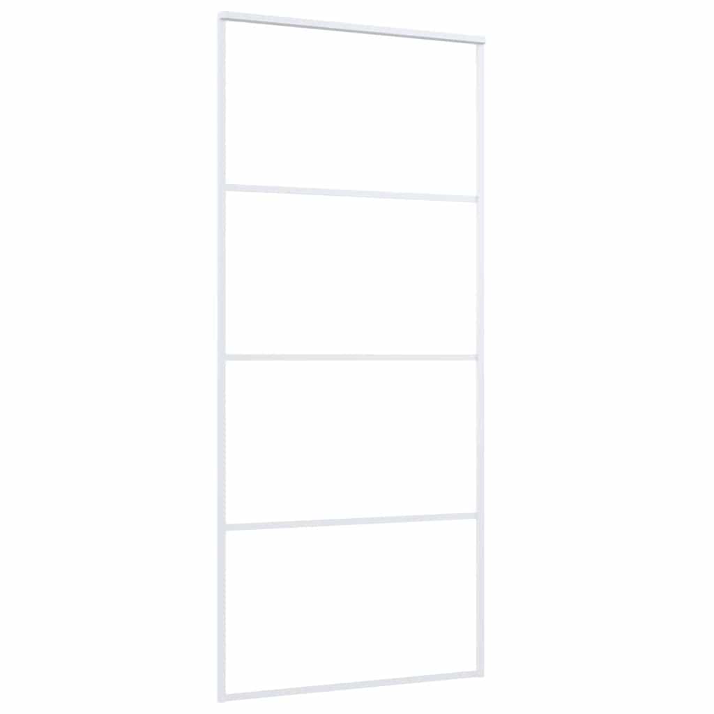 Skydedør hærdet glas og aluminium - hvid, 90 x 205 cm, 1, transparent - number 3.