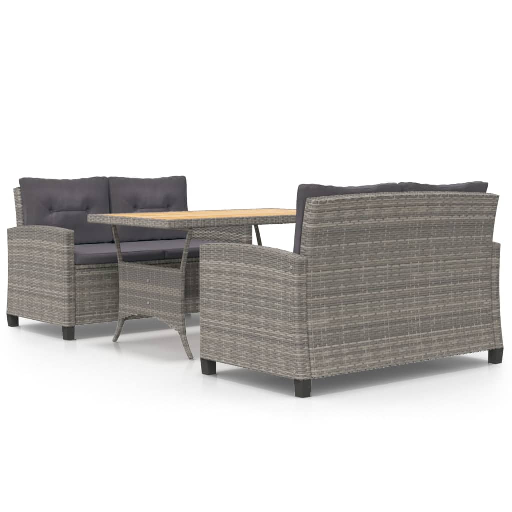 Blagovaonska stolna garnitura za vrtne dijelove s jastucima poliratan - siva, ps ploče, 3 - number 2.