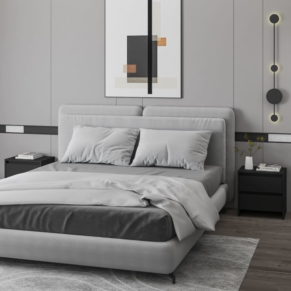 Noćni ormarići kom. 45x34,5x44,5 cm obrađeno drvo - crno, 2 - number 1.