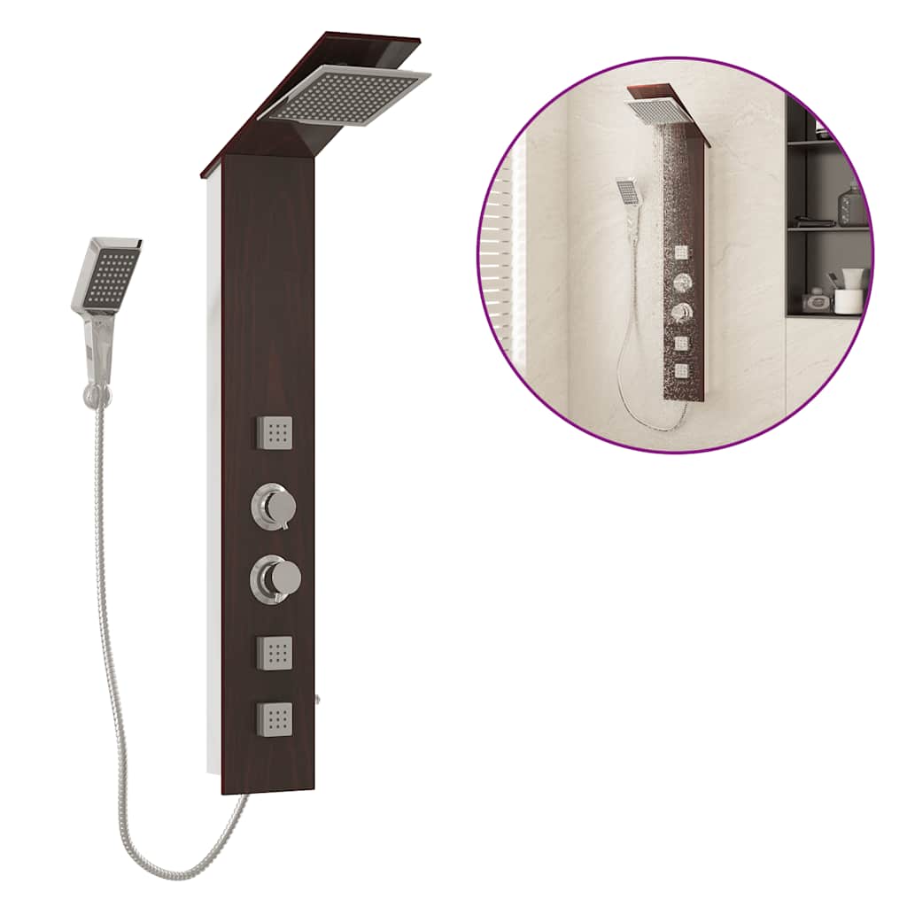 Brusepanel glas brun - 18 x 42 x 127 cm (b x d x h), regnbruser 3 sæt kropsmassagedyser håndbruser - number 2.