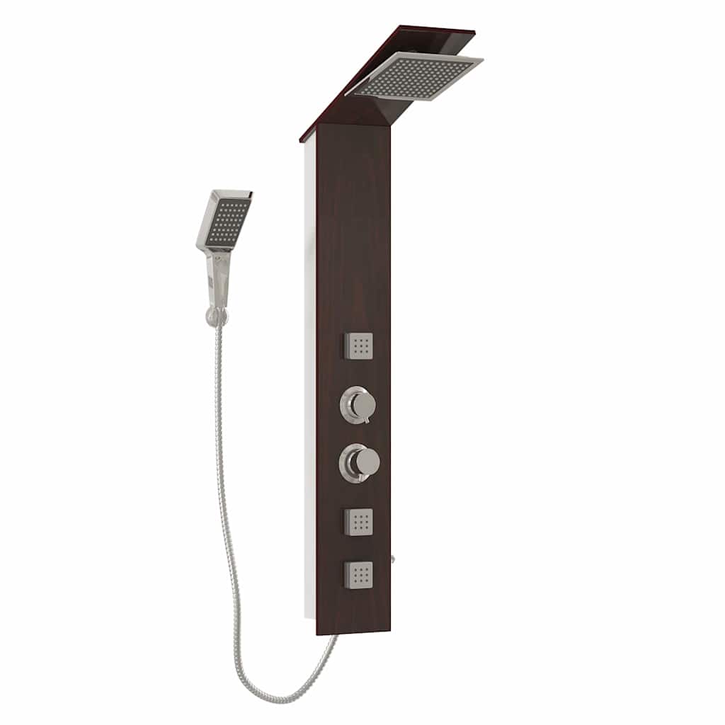 Brusepanel glas brun - 18 x 42 x 127 cm (b x d x h), regnbruser 3 sæt kropsmassagedyser håndbruser - number 3.