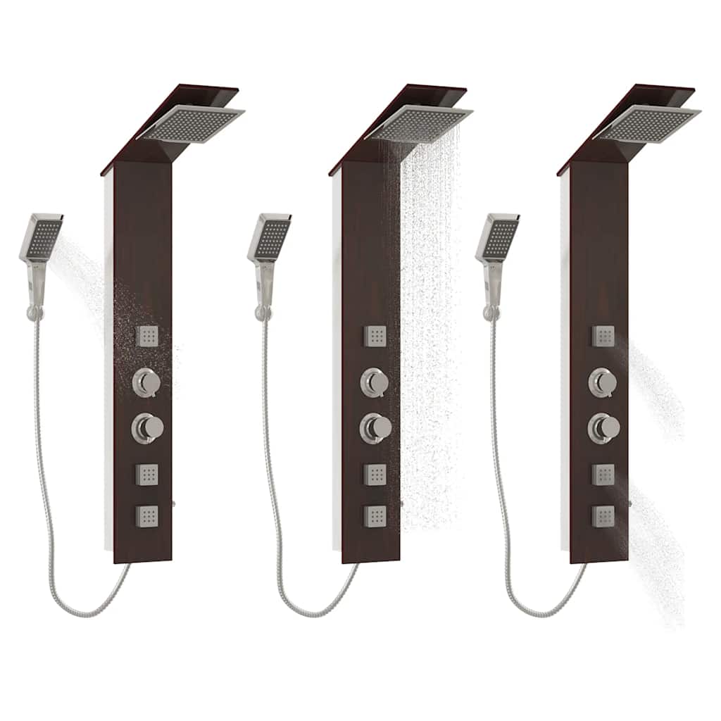 Brusepanel glas brun - 18 x 42 x 127 cm (b x d x h), regnbruser 3 sæt kropsmassagedyser håndbruser - number 9.