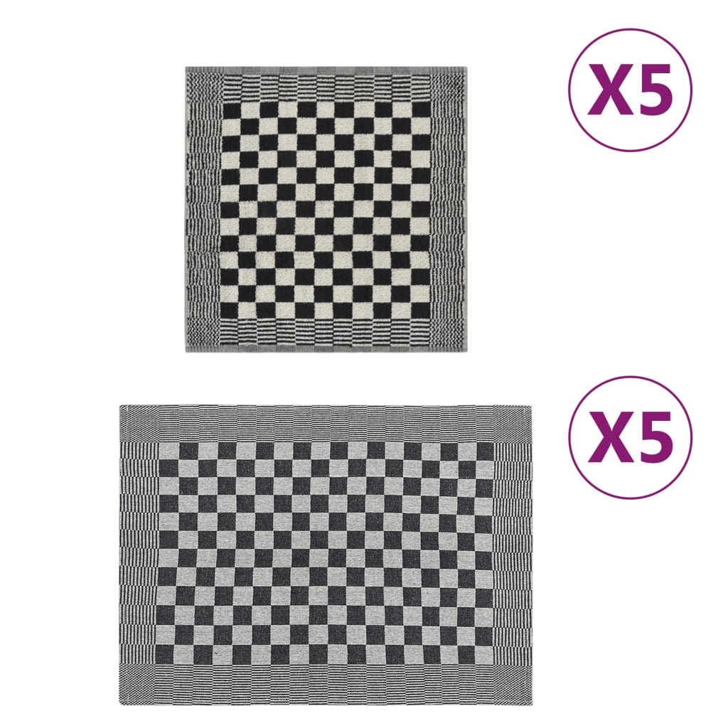 Håndklædesæt 10 stk. bomuld sort og hvid - number 1.