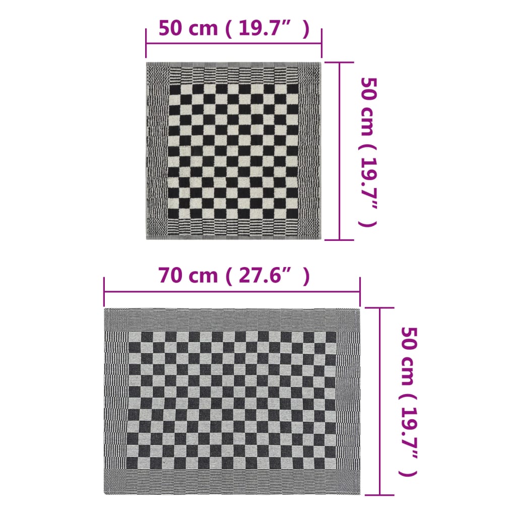 Håndklædesæt 10 stk. bomuld sort og hvid - number 11.