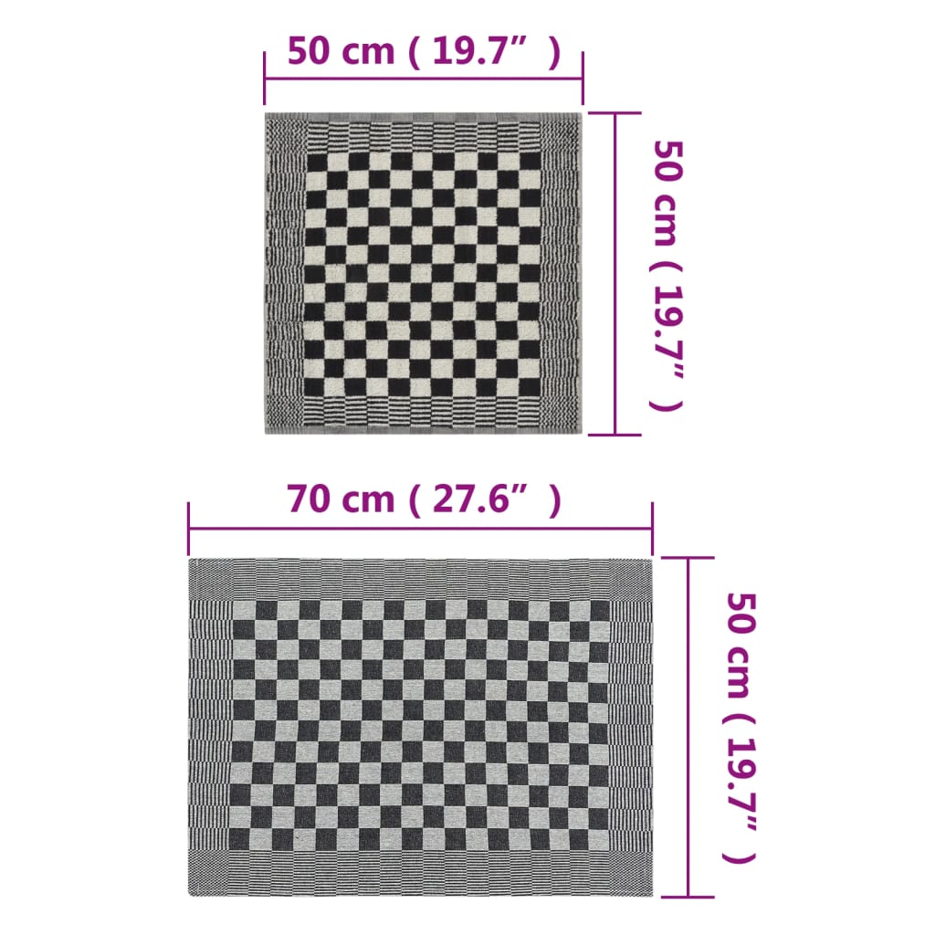 Tea towels and kitchen towels 50 pcs. cotton black and white - number 11.